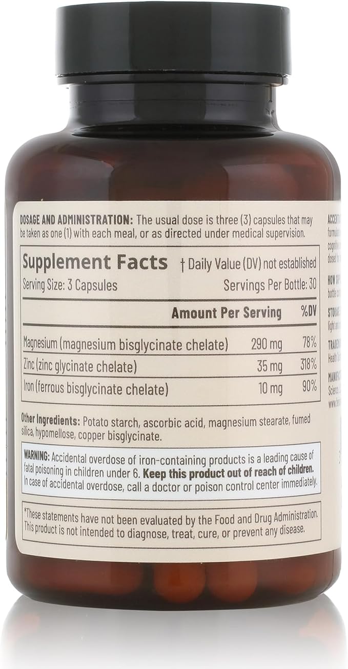 Accentrate Minerals 110 - Brain Ready Nutrition for Teens and Adults – Chelated Magnesium, Zinc, Iron – Mental Wellness Mineral Supplement for Focus, Mood & Brain Support – 90 Capsules
