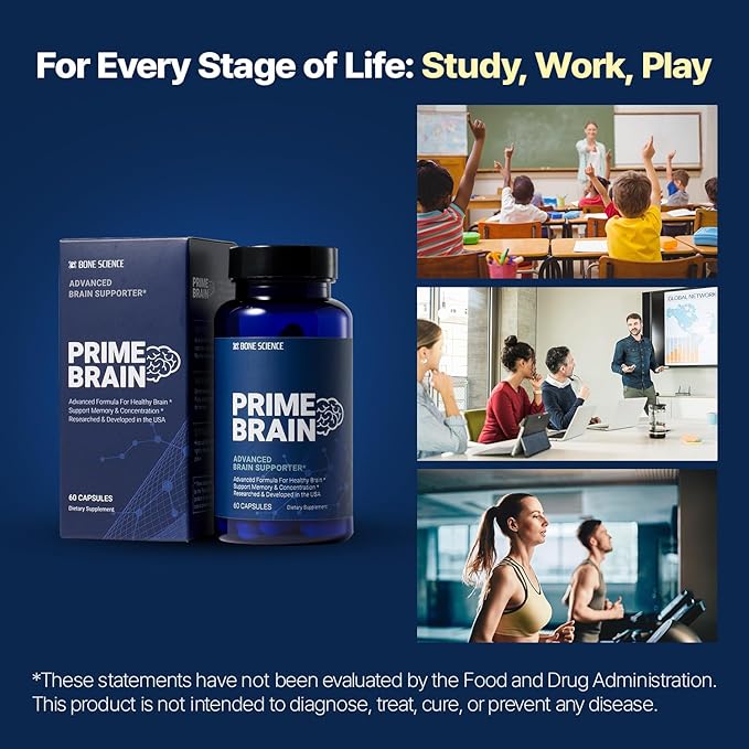 Prime Brain Supplement | Nootropic for Memory, Focus & Cognitive Support | Includes Phosphatidylserine, Alpha GPC, L-Theanine & Ginkgo Biloba | 60 Capsules