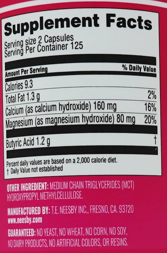 Butyrex Calcium/Magnesium Butyrate Complex: 250 Capsules