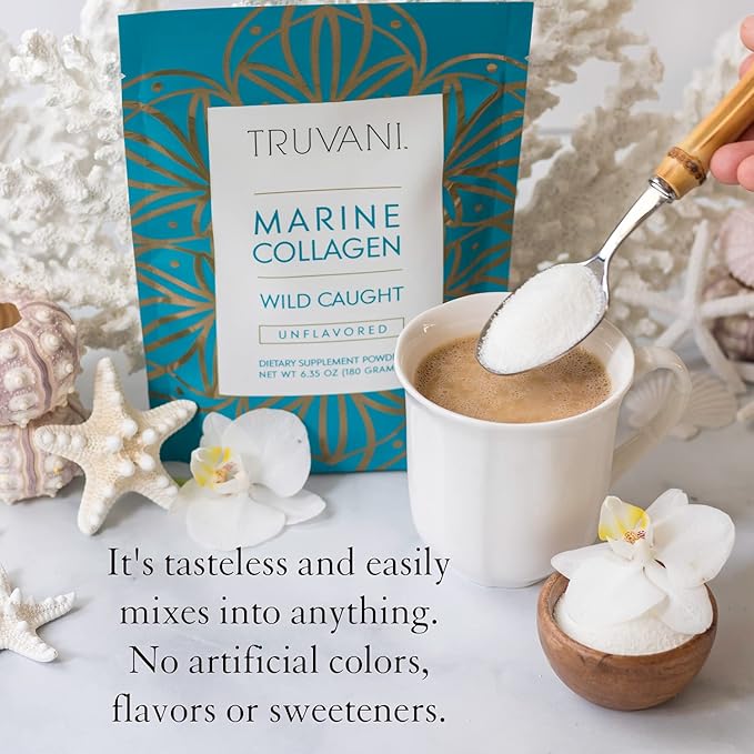 TRUVANI - Wild Caught Hydrolyzed Marine Collagen Protein Powder | Collagen Protein Supplement with Type 1,2 & 3 | Anti-Skin Aging | Non-GMO | Gluten Free Fish Collagen | 6.35 OZ