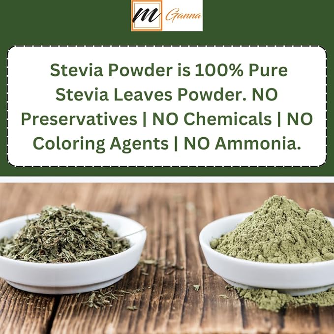 mGanna 100% Natural Stevia Leaf Powder - Natural Sweetener 227 gms / 0.5 lbs