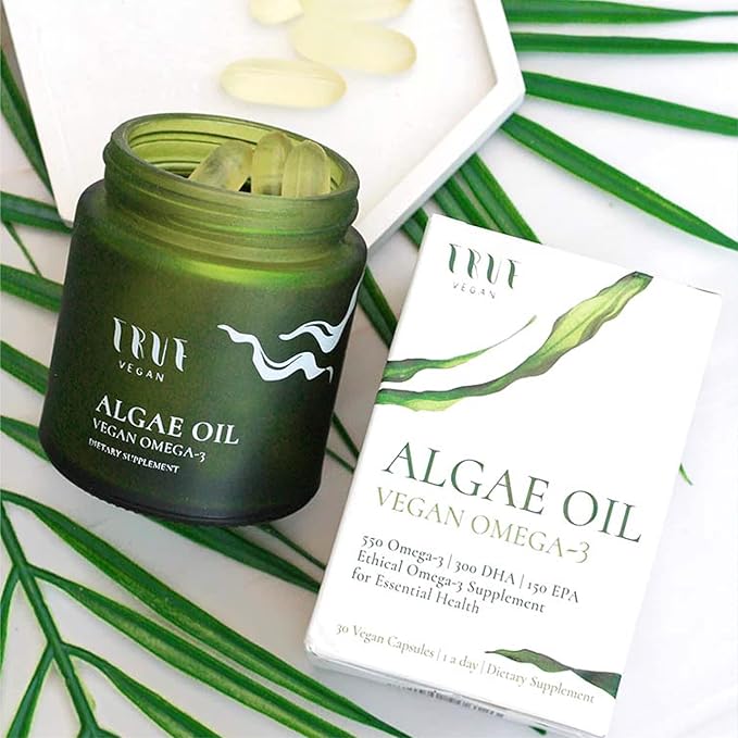 Algae Oil Ethical Omega-3 Supplement sourced from Algae. 550 Omega-3, 300 DHA, 150 EPA - Vegan Friendly