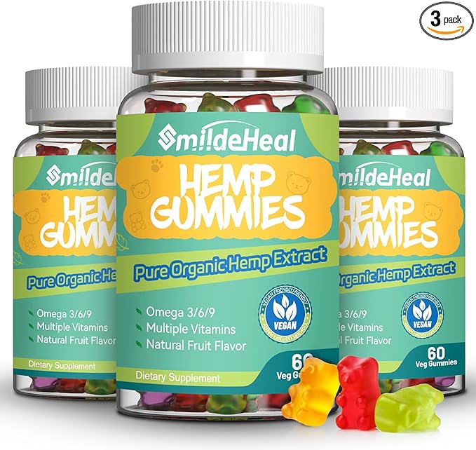 3 Pack Hemp Gummies, 1,500,000 Extra Strengthen Organic Hemp Gummies, Hemp Supplement Gummy with Hemp Oil Extract, 180 Gummies