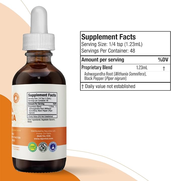 Rejuvica Health Active Rhodiola + Active Ashwagandha - Support Energy + Stress - Liquid Delivery for Better Absorption - Rhodiola Root & Ashwagandha Root