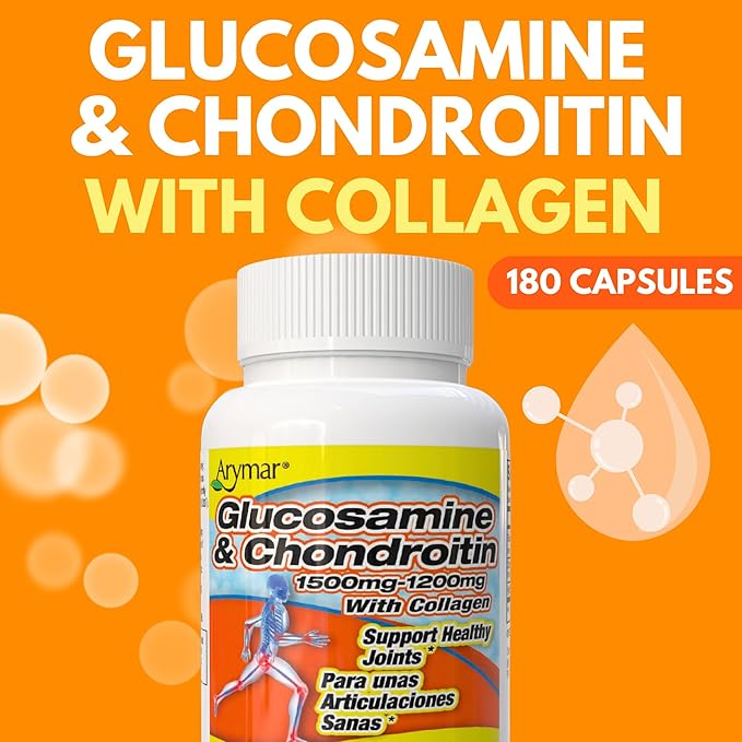 ARYMAR Glucosamine & Chondroitin with Collagen, Supports Joint Health (180 Capsules/Pack of 1)