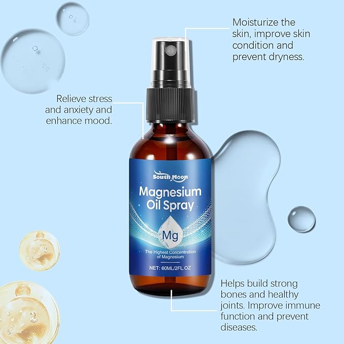 Natural Magnesium Oil Spray, Easy to Absorb and use, 2 Packs of Foot Magnesium Oil Spray