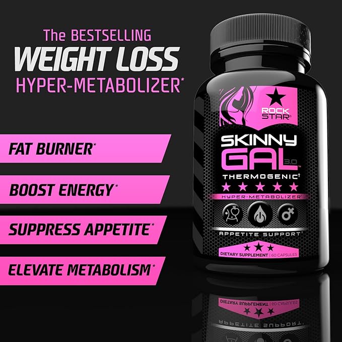 Rockstar Skinny Gal 3.0 Weight Loss Pills for Women - Thermogenic Fat Burner, Hyper-Metabolizer Metabolism and Appetite Suppressant Support, Keto Friendly, Gluten Free