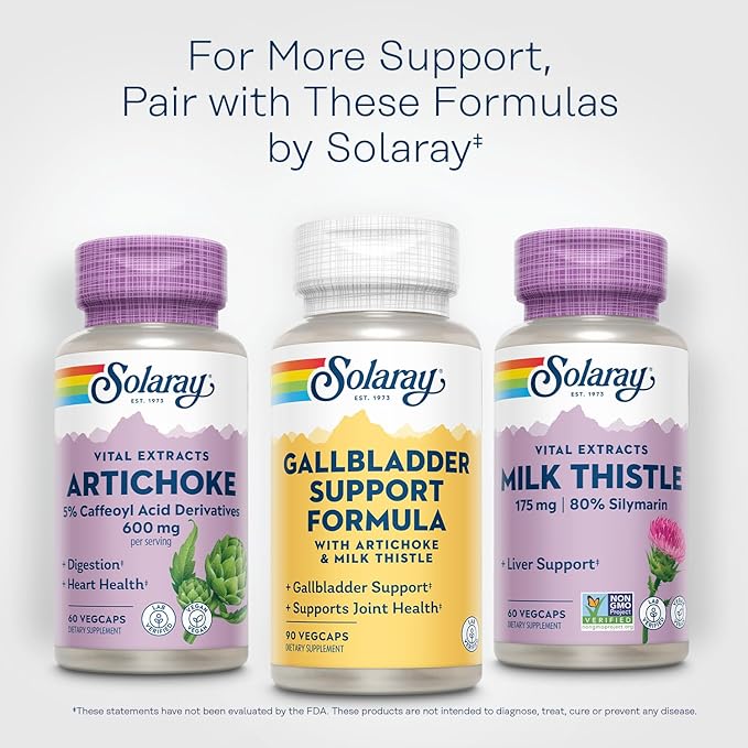 SOLARAY Gallbladder Support Formula | Healthy Gallbladder & Liver Support | 30 Servings | 90 VegCaps