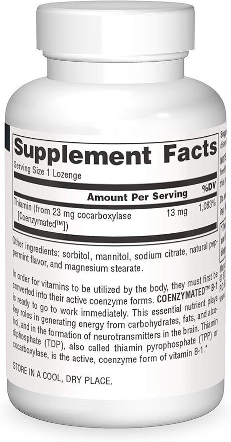 Source Naturals Coenzymated B-1, Cocarboxylase, 25 Mg, 30 Count