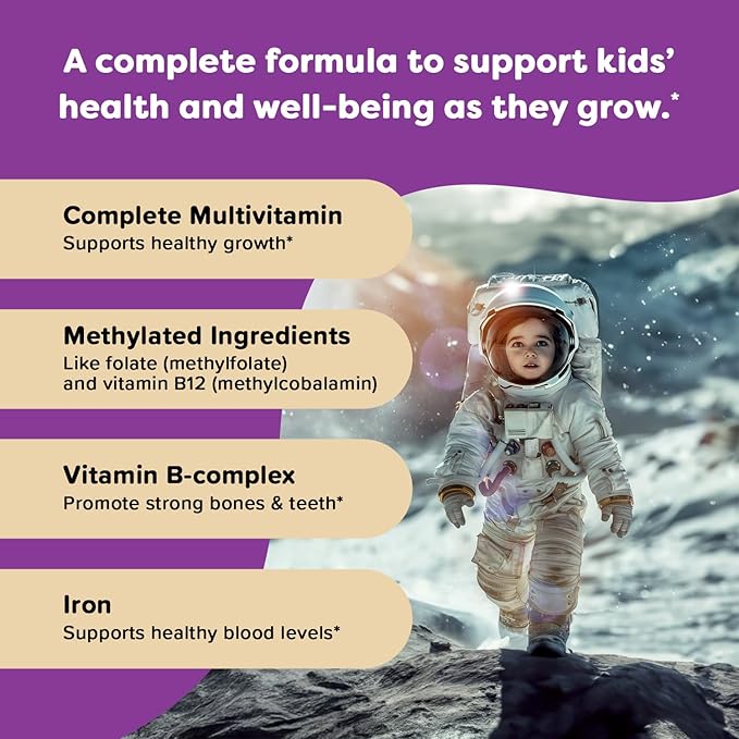 Renzo's Picky Eater Kids Multivitamin with Iron, Dissolving Kids Vitamins with Vitamin D3 & K2 and More, 60 Sugar-Free Melty Tabs, Cherry Cherry Mo’ Cherry Flavored
