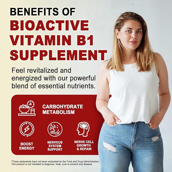 Vitamin B1 Gummies - Benfotiamine 500mg, Vitamin B1 B6 B12 Complex, 3.6X More Effective Than Thiamine, Carbohydrate & Energy Plus Healthy Nervous System, 1 Pack