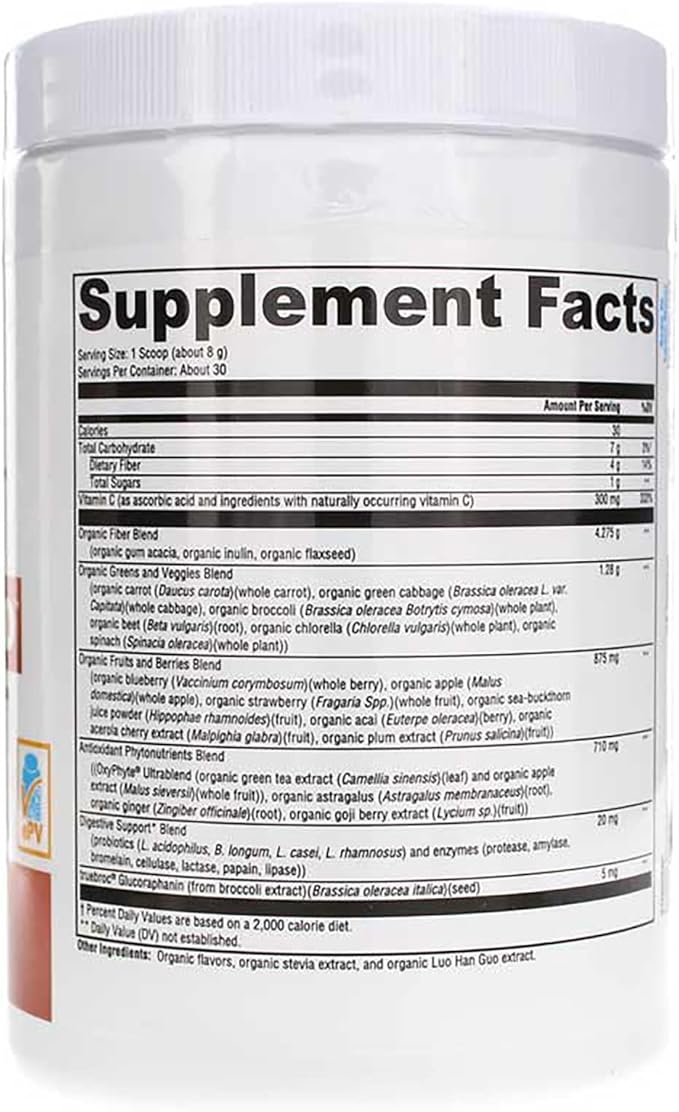 XYMOGEN OrganiX Phytofood - Reds and Greens Superfood Powder with Vitamin C - Fruits and Vegetables Supplements to Support Digestive Health - Organic & Gluten Free (30 Servings)