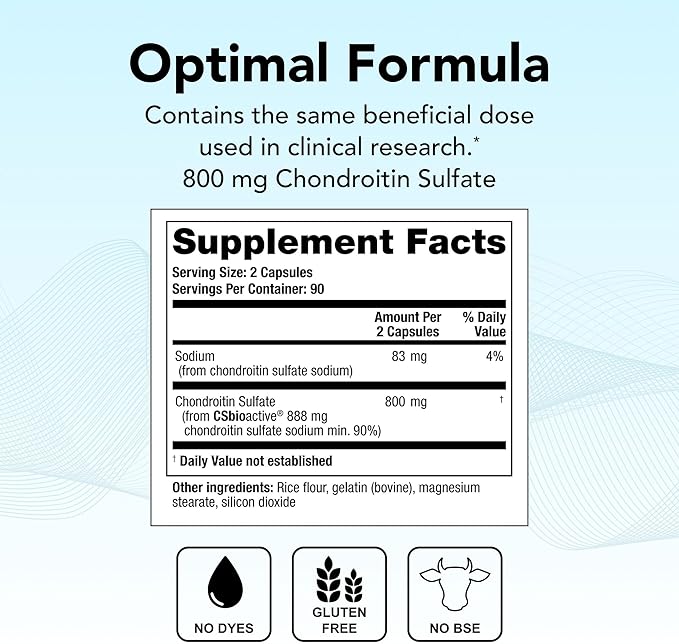 Theralogix OptiFlex-C Chondroitin Sulfate - 90-Day Supply - Chondroitin Capsules - Support Healthy Joint Function and Mobility - Joint Support Supplement for Women & Men - NSF Certified - 180 Capsules