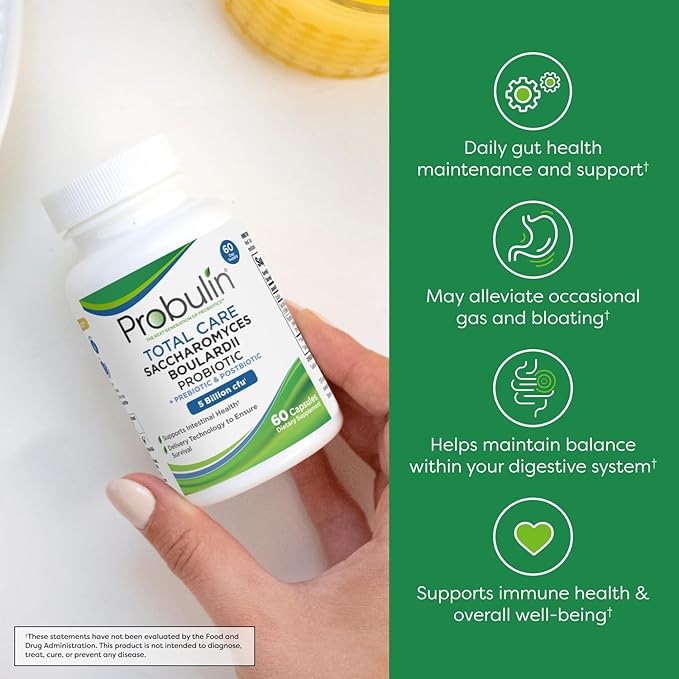 Probulin Total Care Saccharomyces Boulardii Pre + Pro + Postbiotic, 60 Vegan Capsules