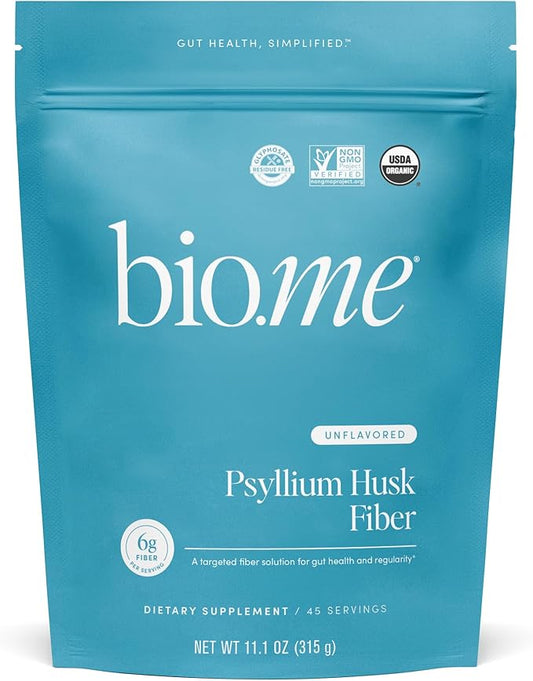 Psyllium Husk Fiber Unflavored (6g Per Serving) - Gluten-Free Fiber Supplement for Women & Men - Psyllium Husk Powder for Healthy Digestion, Bowel Regularity & Bloating Relief - 45 Servings