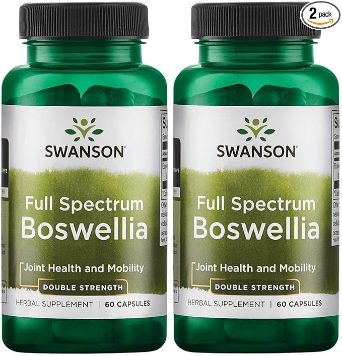 Swanson Double Strength Boswellia-Herbal Supplement Promoting Joint Support-Ayurvedic Herb for Joint Flexibility & Mobility Support-Made w/Boswellia Serrata Resin-(60 Capsules, 800mg Each) (2 Pack)
