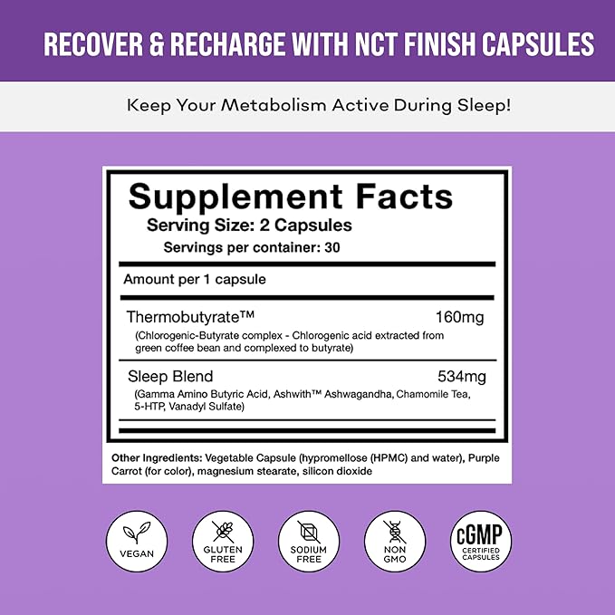 NCT Finish Capsules - 60 Count Recovery Supplement - Joint Support and Comfort - Sleep Support