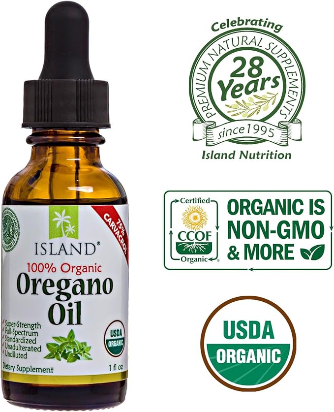 Oregano Oil Organic Liquid Drops - 100% Pure & Undiluted - USDA-Certified Organic (1 oz) 75% Carvacrol - Grown in Spain - Immune Support Supplement with Oil of Oregano.