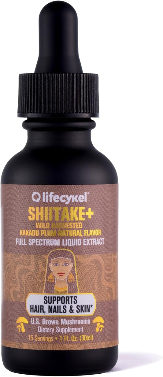 Lifecykel - Shiitake Mushroom Extract with Kakadu Plum - Advance Organic Mushroom Supplement for Hair, Nail and Skin - Potent Vitamin C Immune Boost for Adults - 1 Fl Oz