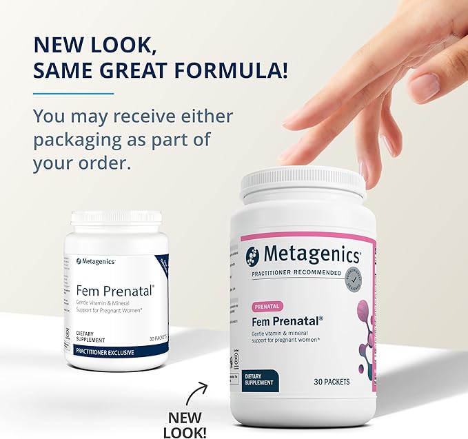 Metagenics Fem Prenatal - Prenatal Vitamin & Minerals Supplement* - Prenatals for Women* - with Vitamin C, Iodine & Biotin - Multivitamins Gentler to The System - 30 Packets