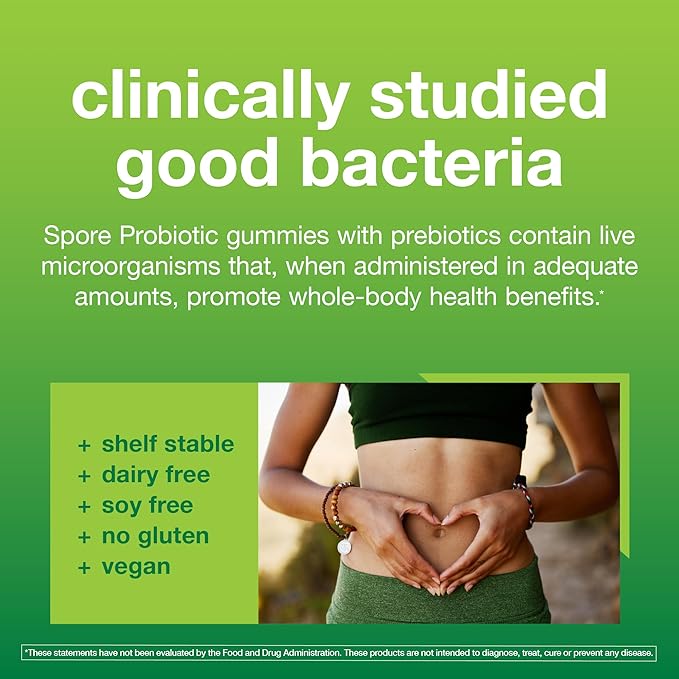 Youtheory Spore Probiotic - Vegan Gut & Digestive Support* - Contains Bacillus Coagulans - Dairy, Soy, & Gluten Free - 60 Gummies