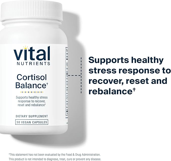Vital Nutrients Cortisol Balance | Vegan Stress Relief Supplement | Cortisol Manager Supports Energy & Stress Levels | Ashwagandha & Magnesium for Relaxation | Gluten, Dairy, Soy Free | 30 Capsules