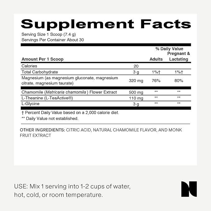 Needed. Sleep and Relaxation Support - Chamomile Powder for Relaxation and Magnesium Powder for Sleep Support, Safe and Effective Nutrients & Botanical Blend for Calm Sleep Supplement - 30-Day Supply