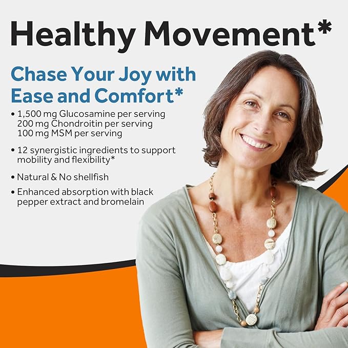 Doctor's Recipes Glucosamine Chondroitin MSM Turmeric Quercetin, Movement Support Supplement for Men & Women, with Black Pepper for High Absorption, Mobility & Flexibility, No Shellfish, 240 Tablets
