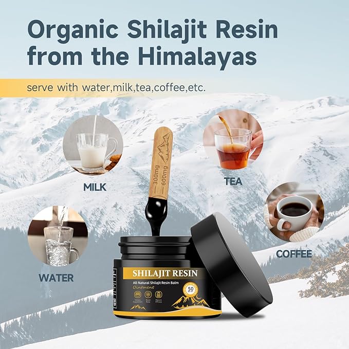 shilajit Resin for Men - Maximum Potency Natural Organic Shilajit Resin in 85+ Trace Minerals, Gold Grade Himalayan Pure Shiljait for Energy,Immune Support, 50 Grams Pack of 2 (6 Months Supply)