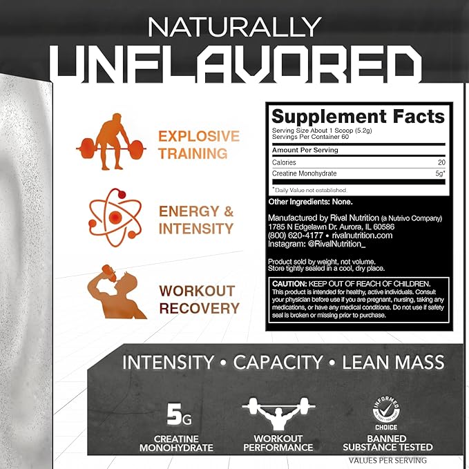 Rival Nutrition Micronized Creatine- Unflavored, 11 oz.