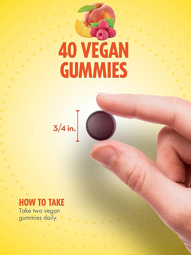 Sundance Vitamin B-12 Energy Gummies | 40 Count | Peach Raspberry Flavor | Vegan, Non-GMO, and Gluten Free Supplement