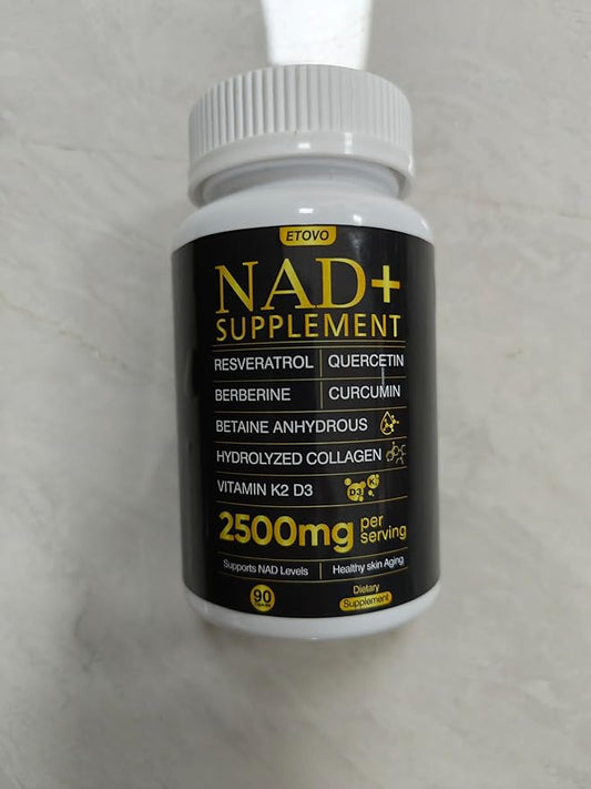 NAD+ Supplement, 2500mg Liposomal NAD Booster with Resveratrol NAD Plus with Coptisine Quercetin Curcumin Supports Cellular Health, Physical Strength and Healthy Aging 90 Capsules 1 Bottle