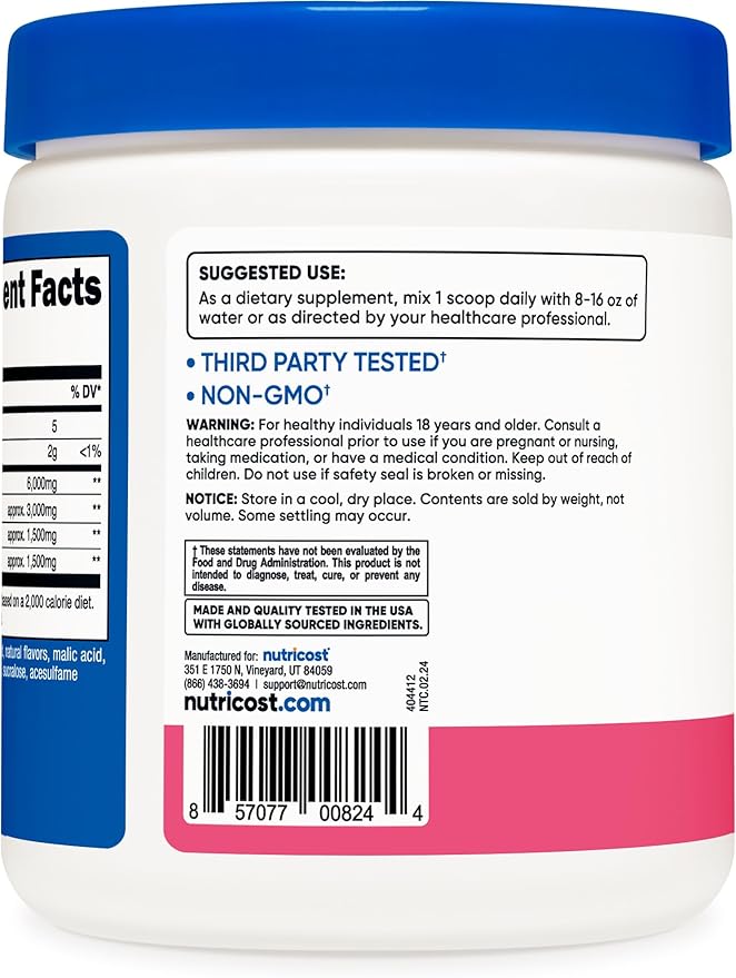 Nutricost BCAA Powder 2:1:1 (Raspberry Lemonade, 30 Servings)