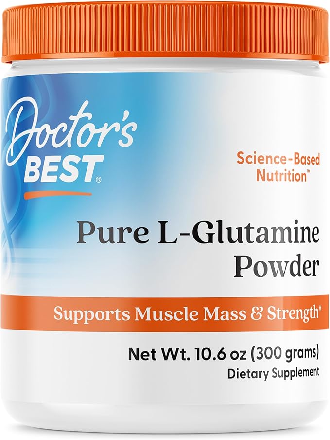 Doctors Best Pure L-Glutamine Powder, Supports Muscle Mass & Strength, Non-GMO, Gluten Free, Soy Free, Vegan Net Wt. 10.6 oz (300 Grams)