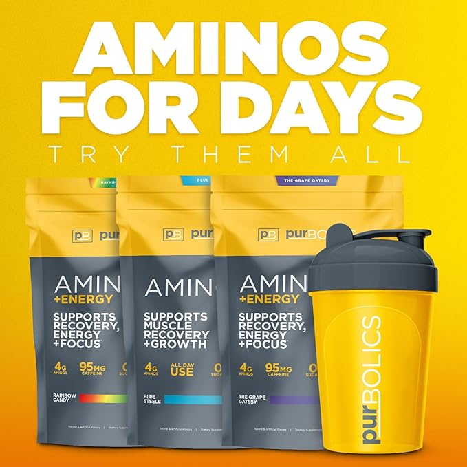 Aminos | 4g of Free-Form Amino Acids, Beta-Alanine, 0 Sugar & 60 Servings (Grape Gatsby)