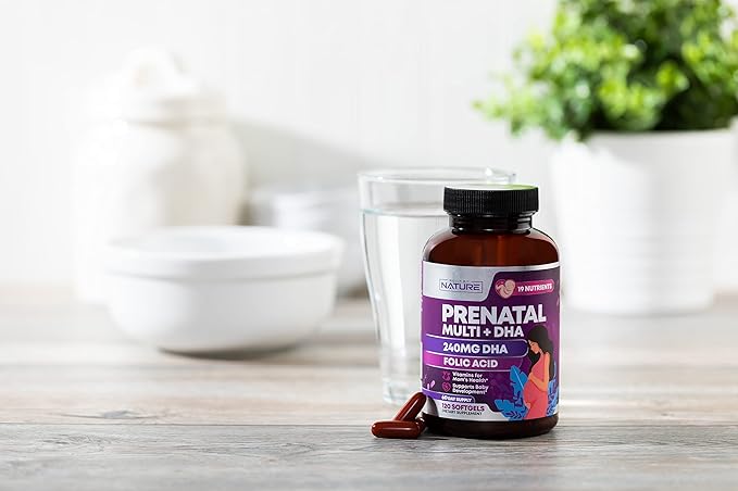 Prenatal Vitamins for Women - Multivitamin with DHA, Folic Acid, Vitamin C, B12, Iron & Omega-3 - Before, During & Post Pregnancy Supplement for Healthy Growth & Brain Development - 120 Softgels