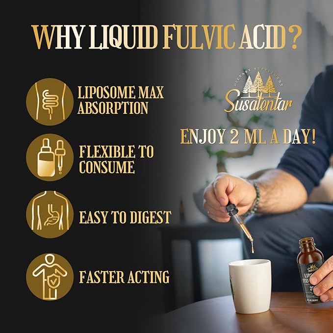 Liquid Liposomal Fulvic Humic Acid Supplement & 5000MG Shilajit Coffee for Focus, Energy