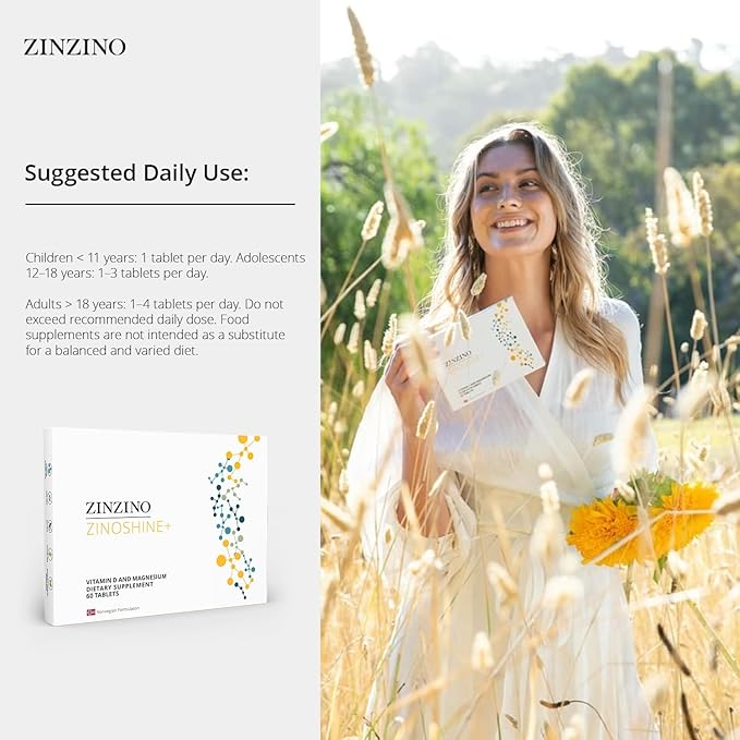 ZinoShine+ - Vitamin D3 & Magnesium Supplement for Immune Support, Energy, Muscle, Bone & Teeth Health - Reduces Fatigue - 60 Tablets