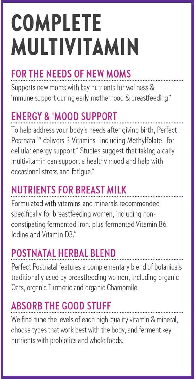 New Chapter, Postnatal Vitamins Lactation Supplement, Complete Multivitamin with Fermented Vitamin D3 + B Vitamins, Made with Organic Vegetables & Herbs, Non-GMO Ingredients, 96 Count
