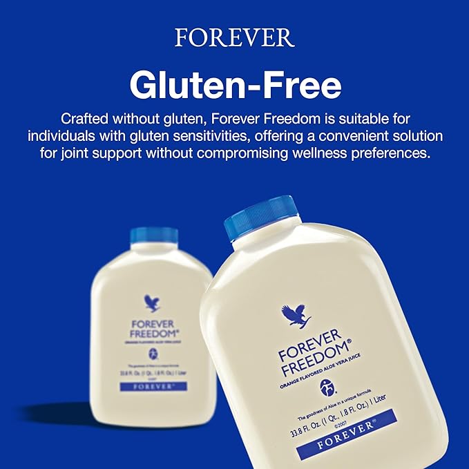 Forever Living - Forever Freedom - Joint Support with Aloe Vera, Glucosamine and Chondroitin - Orange Flavor - Gluten-Free - 33.8 fl oz (2-Pack)