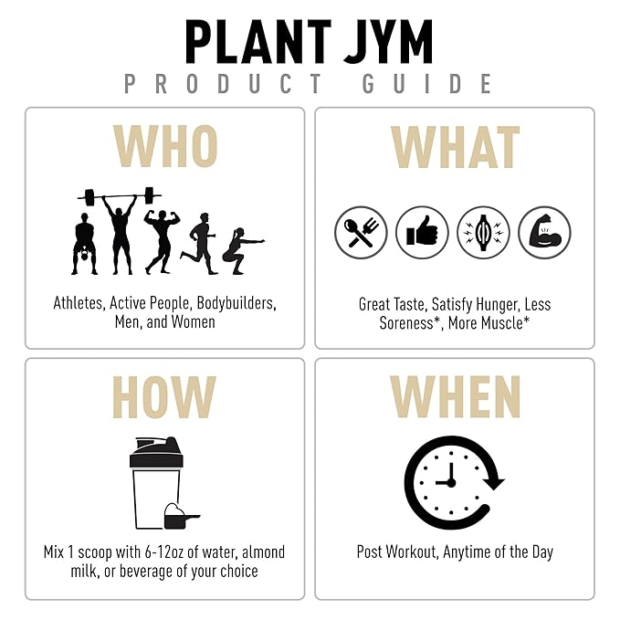 Plant JYM Oatmeal Cookie Gourmet Dairy Free Plant Protein for Recovery, 5g BCAA, Lactose Free, Gluten Free for Men & Women 2lbs