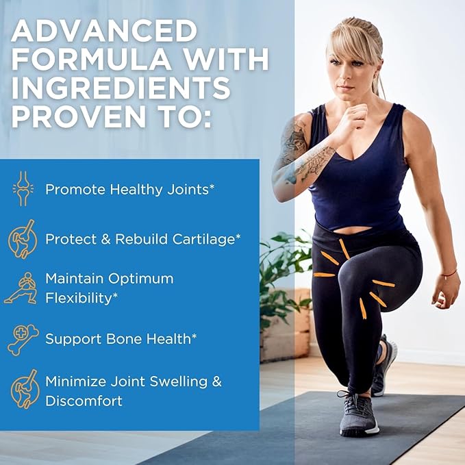Glucosamine Chondroitin MSM Turmeric - Clear Maximum Joint Support, Healthy Cartilage Growth, Joint Flexibility Mobility, Bone Health - 2,075mg with Boswellia Quercetin Bromelain - 90 Capsules