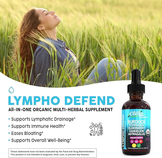 Organic Lymphatic Drainage Drops Supplement with Burdock Root Echinacea Elderberry Dandelion Astragalus Milk Thistle Sea Moss Red Clover Lymphatic Cleanse Immune Support Marigold Drop By Clean Nutra-5
