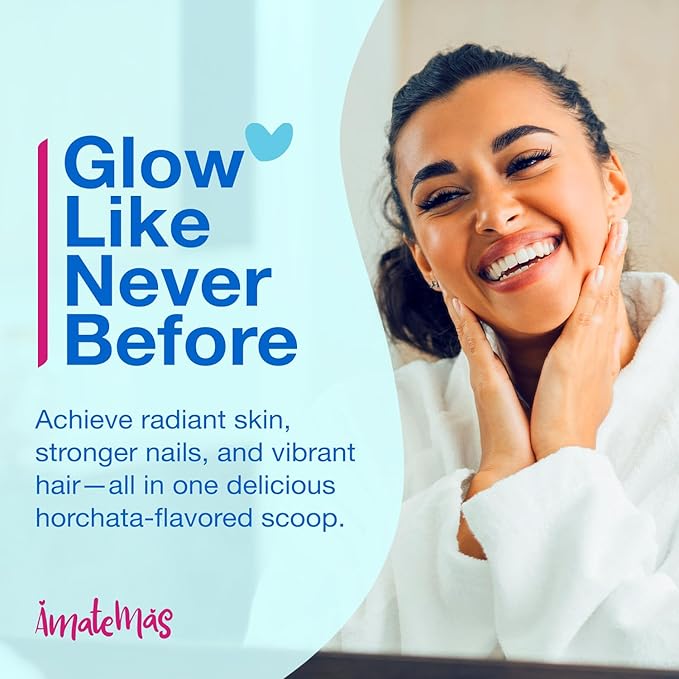 Glute Y Glow, Creatine for Women 2-in-1 Booty & Beauty Elixir W/Creatina para Glúteos┃Supports Faster Hair Growth, Stronger Nails & Glowing Skin - Horchata Flavor