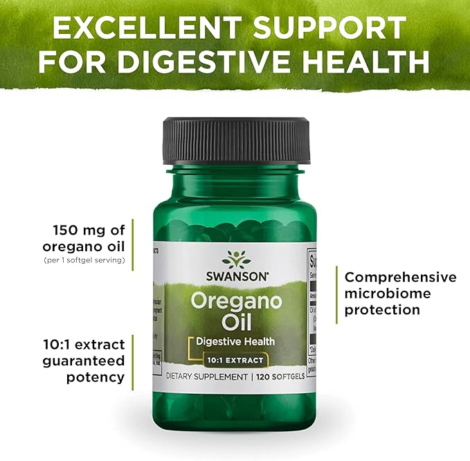 Swanson Oregano Oil 10:1 Extract - Natural Supplement Promoting Digestive Health & Respiratory Support - Supports Gastrointestinal System & Urinary Tract Health - (120 Softgels, 150mg Each) (3 Pack)