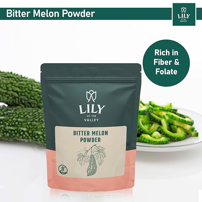 LILY OF THE VALLEY Bitter Melon Powder (Karela Powder) - Ideal for Smoothies & Shakes - Momordica Charantia - Healthy Lifestyle - Vegan & Gluten-Free - Packed in Resealable Pouch (8oz)