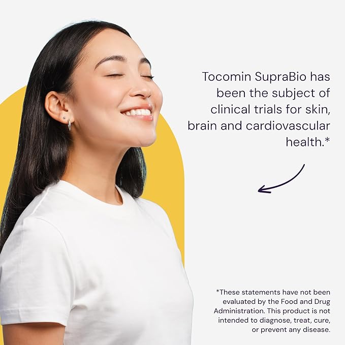 Healthy Origins Tocomin SupraBio (Tocotrienols), 50 mg - Supports Heart Health & Cardiovascular System - Tocotrienol & Vitamin E Supplement - Gluten-Free Skin Support - 60 Softgels