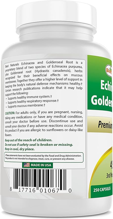 Best Naturals Echinacea Goldenseal 450 mg 250 Caps