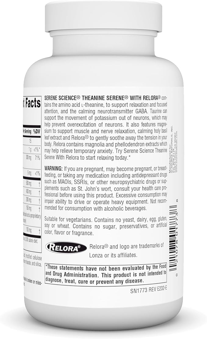 Source Naturals Theanine Serene with Relora, Calm Mind and Body* - 120 Tablets