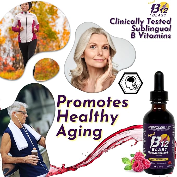 B12 Blast Methylcobalamin 1000mcg, Great Tasting Sublingual Liquid Energy Vitamins -Vegan B12 Vitamins, Sustained Energy and Cellular Energy Supplement - 59-Day Servings
